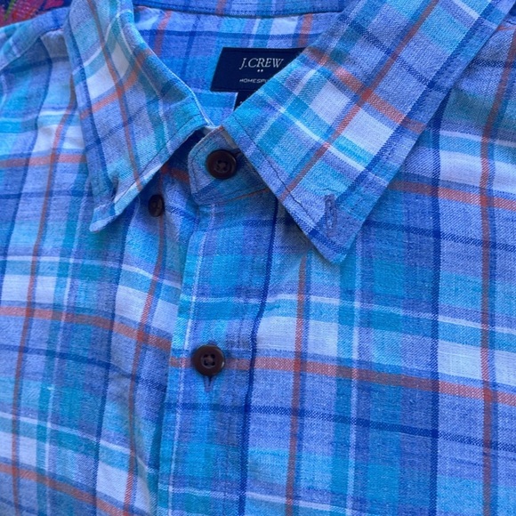 J. Crew Casual Short Sleeve Button Down Homespun Cotton Shirt Plaid Large - Picture 15 of 15